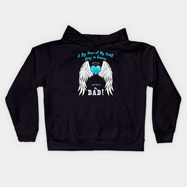 Dad Angel Wings | A Big Piece of My Heart Kids Hoodie by The Printee Co